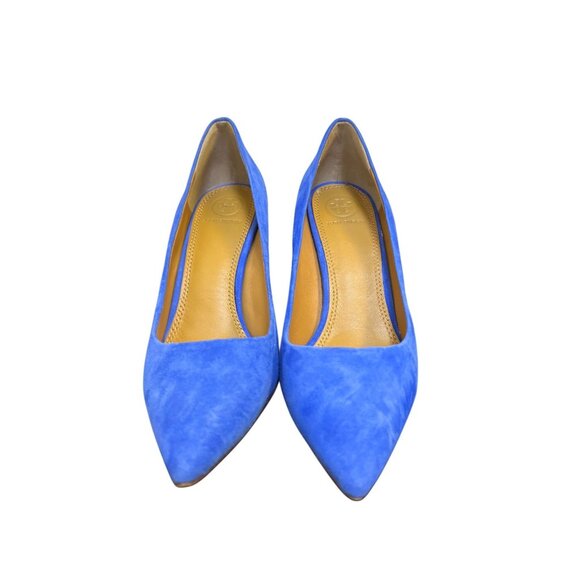 Tory Burch Blue Suede Pointed-Toe Heels 3-Inch Stiletto Size 7.5 - Picture 3 of 13